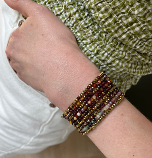 Bracelet 3 tours, Grenat
