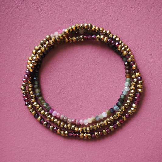 Bracelet 3 tours, Pivoine
