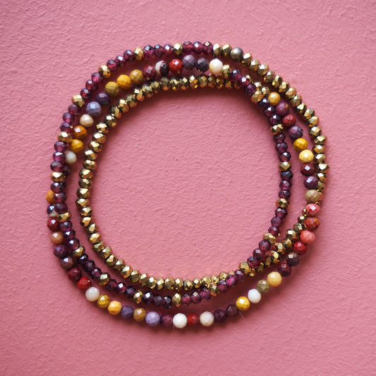 Bracelet 3 tours, Grenat